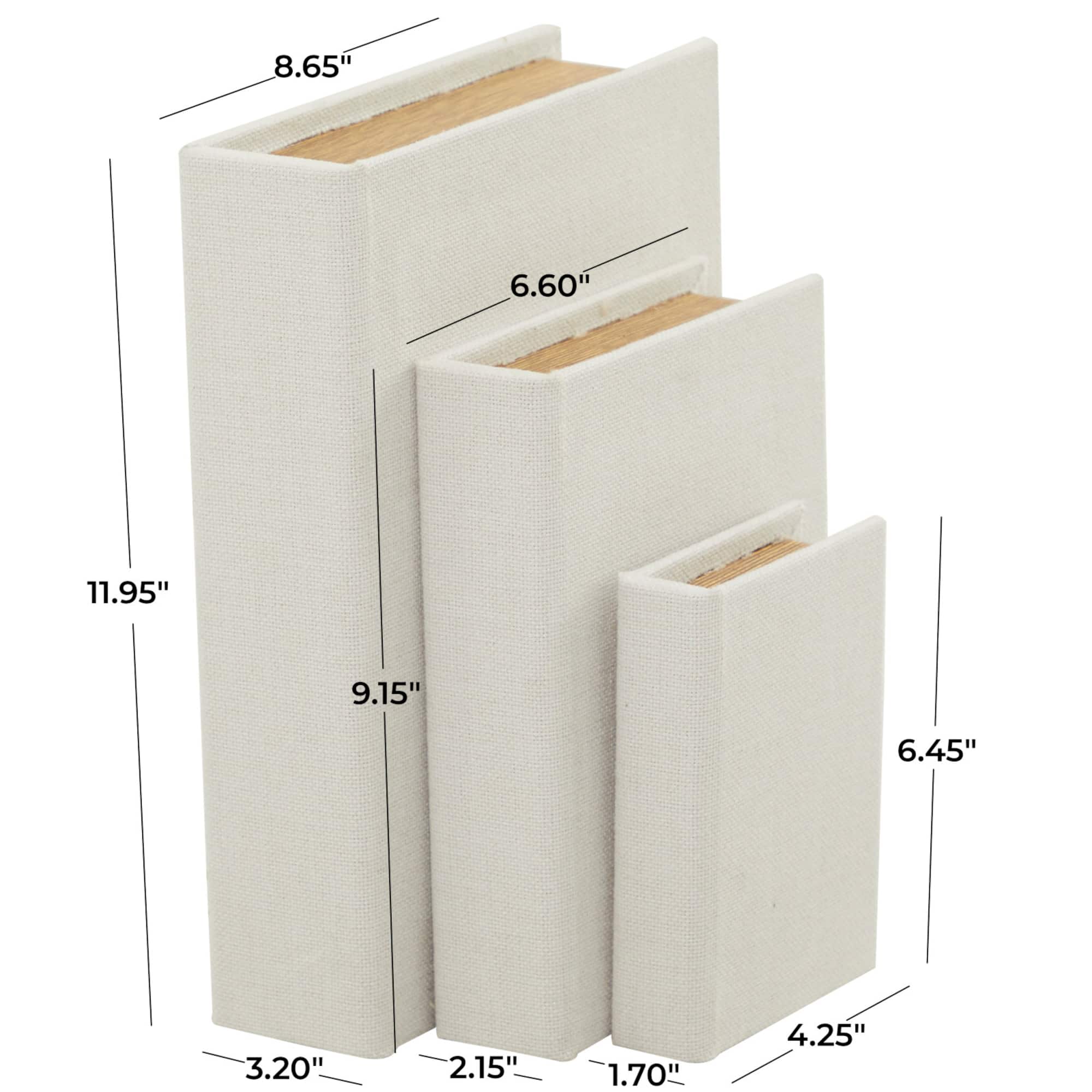 White Linen Faux Book Box Set